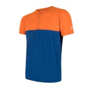 Pánské triko Sensor MERINO AIR PT s knoflíky oranžová/modrá 18100005